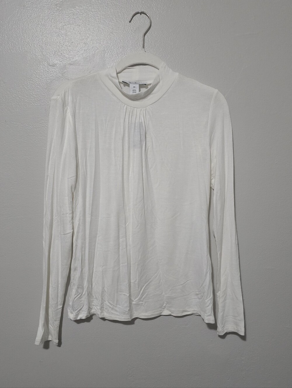 White House Black Market Ivory Mock-Neck Long Sleeve Top